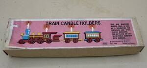 Vintage Shackman Wooden Train Candle Holder Birthday Cake Topper No. 2346